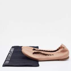 Chloe Beige Leather Laurena Scalloped Ballet Flats Size 38