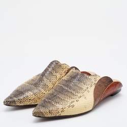 Pre Owned Chloe Multicolor Python Embossed Leather Mule Sandals Size 39