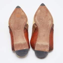 Pre Owned Chloe Multicolor Python Embossed Leather Mule Sandals Size 39