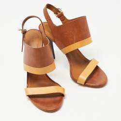 Pre Owned Chloe Brown Leather Ankle Strap Sandals Size 38