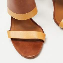 Pre Owned Chloe Brown Leather Ankle Strap Sandals Size 38