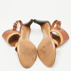 Pre Owned Chloe Brown Leather Ankle Strap Sandals Size 38