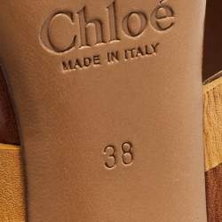 Pre Owned Chloe Brown Leather Ankle Strap Sandals Size 38