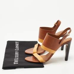 Pre Owned Chloe Brown Leather Ankle Strap Sandals Size 38