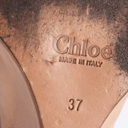 Chloe Beige Leather Wedge Slingback Pumps Size 37