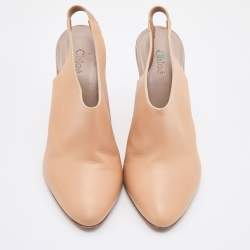 Chloe Beige Leather Wedge Slingback Pumps Size 37