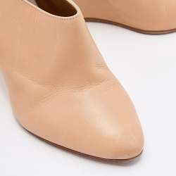 Chloe Beige Leather Wedge Slingback Pumps Size 37