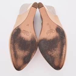Chloe Beige Leather Wedge Slingback Pumps Size 37