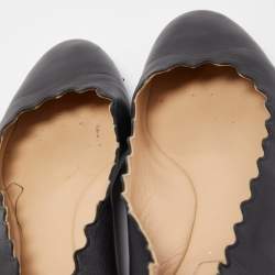 Pre Owned Chloe Black Scalloped Leather Lauren Ballet Flats Size 38