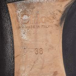 Pre Owned Chloe Black Scalloped Leather Lauren Ballet Flats Size 38