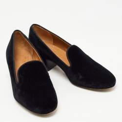 Pre Owned Chloé Black Velvet Loafer Pumps Size 38