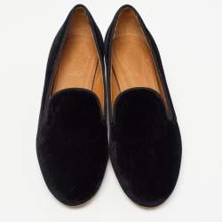 Pre Owned Chloé Black Velvet Loafer Pumps Size 38