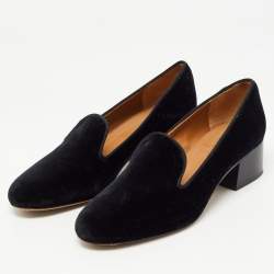 Pre Owned Chloé Black Velvet Loafer Pumps Size 38