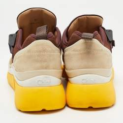 Pre Owned Chloe Multicolor Suede Leather And Canvas Sonnie Low Top Sneakers Size 37