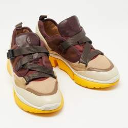 Pre Owned Chloe Multicolor Suede Leather And Canvas Sonnie Low Top Sneakers Size 37