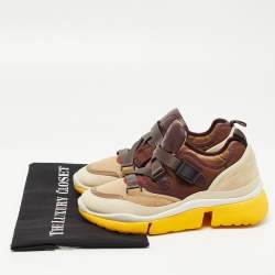 Pre Owned Chloe Multicolor Suede Leather And Canvas Sonnie Low Top Sneakers Size 37