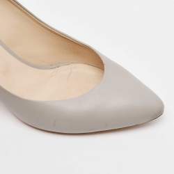 Pre Owned Chloe Grey Leather Block Heel Pumps Size 39.5