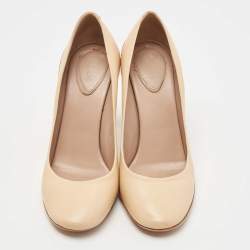 Pre Owned Chloe Beige Leather Block Heel Pumps Size 39.5