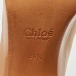 Pre Owned Chloe Beige Leather Block Heel Pumps Size 39.5