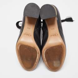 Pre Owned Chloe Black Leather Harper Ankle Boots Size 38.5