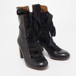 Pre Owned Chloe Black Leather Harper Ankle Boots Size 38.5