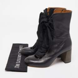 Pre Owned Chloe Black Leather Harper Ankle Boots Size 38.5