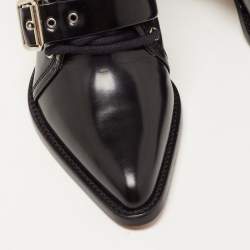 Pre Owned Chloe Black Leather Rylee Buckle Detail Ankle Boots Size 39