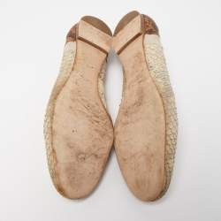 Chloe Cream/Brown Python Scalloped Accent Ballet Flats Size 38