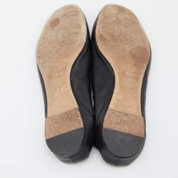 Pre Owned Chloe Black Scalloped Leather Lauren Ballet Flats Size 38.5