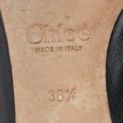 Pre Owned Chloe Black Scalloped Leather Lauren Ballet Flats Size 38.5