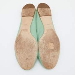 Pre Owned Chloe Green Scalloped Leather Lauren Ballet Flats Size 38.5