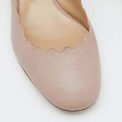 Pre Owned  Chloe Pink Leather Laurena Scalloped Block Heel Pumps Size 40