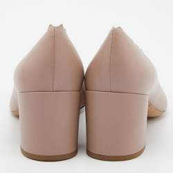 Pre Owned  Chloe Pink Leather Laurena Scalloped Block Heel Pumps Size 40