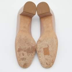 Pre Owned  Chloe Pink Leather Laurena Scalloped Block Heel Pumps Size 40