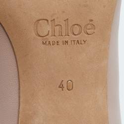 Pre Owned  Chloe Pink Leather Laurena Scalloped Block Heel Pumps Size 40