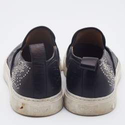 Pre Owned Chloe Black Studded Leather Susanna Slip On Sneakers Size 39