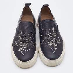 Pre Owned Chloe Black Studded Leather Susanna Slip On Sneakers Size 39