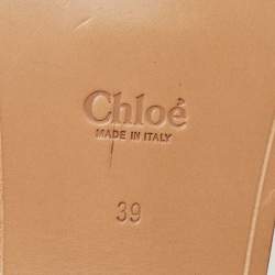 Pre Owned Chloé Red Leather Emily Knotted Bow Detail Flat Slides Size 39