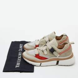Pre Owned Chloe Tricolor Suede and Mesh Sonnie Sneakers Size 39