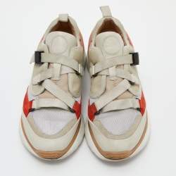 Pre Owned Chloe Tricolor Suede and Mesh Sonnie Sneakers Size 39