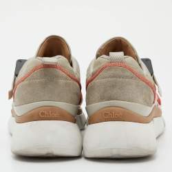 Pre Owned Chloe Tricolor Suede and Mesh Sonnie Sneakers Size 39
