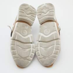 Pre Owned Chloe Tricolor Suede and Mesh Sonnie Sneakers Size 39