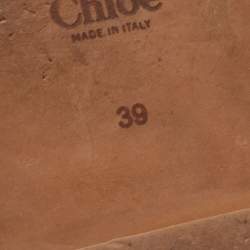 Chloe Beige/Black Canvas Embroidered Logo Woody Flat Slides Size 39
