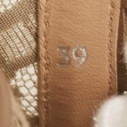 Pre Owned Chloe Brown Lace and Leather Lauren Sneakers Size 39