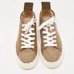 Pre Owned Chloe Brown Lace and Leather Lauren Sneakers Size 39