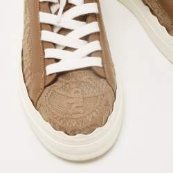 Pre Owned Chloe Brown Lace and Leather Lauren Sneakers Size 39