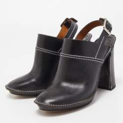 Pre Owned Chloe Black Leather Slingback Pumps Size 39