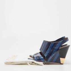 Chloe Two Tone Python Ayers Wedge Sandals Size 39