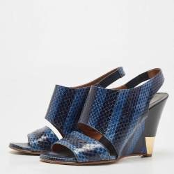 Chloe Two Tone Python Ayers Wedge Sandals Size 39