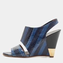 Chloe Two Tone Python Ayers Wedge Sandals Size 39
